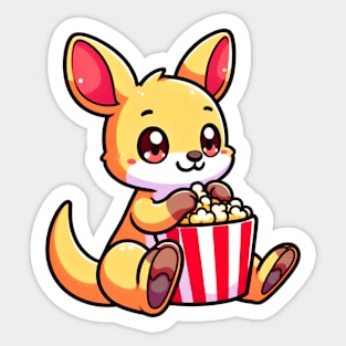 Kangaroo with a popcorn Sticker